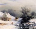 wenig russische Ochsenkarren im Winter 1866 Verspielt Ivan Aiwasowski russisch